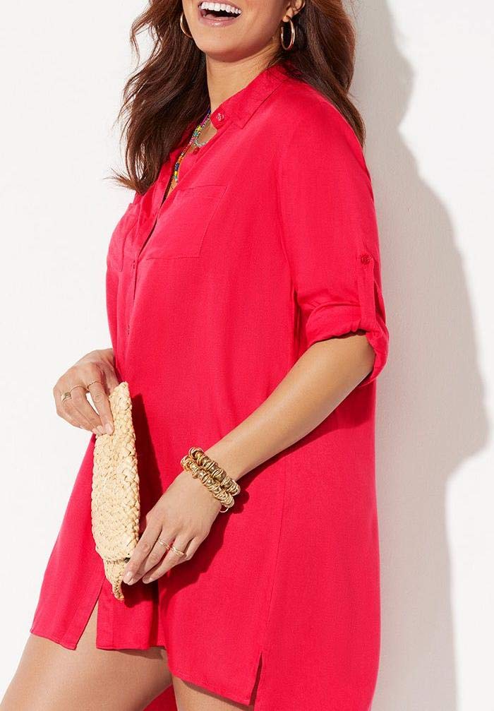 Swimsuits For All Women's Lyla Button Up Cover Up Shirt (Plus - Image 3