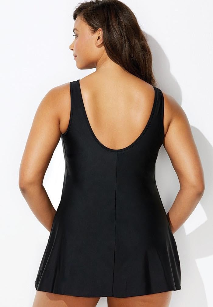 Swimsuits For All Women's Mesh High Neck Swimdress (Plus - Image 2