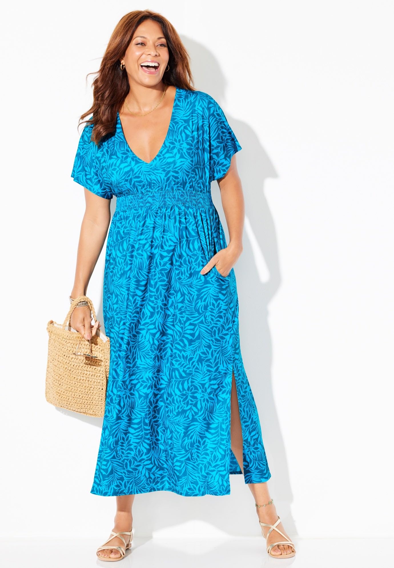 Swimsuits For All Women's Pack & Go Wrinkle-Resistant Maxi Cover Up Dress (Plus - Image 4