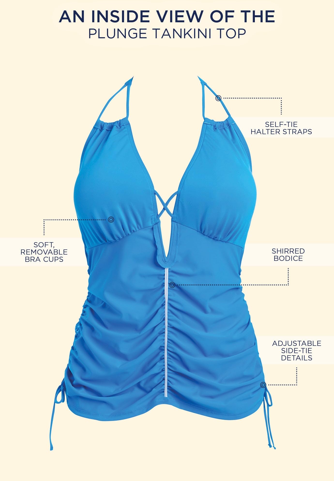 Swimsuits For All Women's Plunge Tankini Top (Plus - Image 5