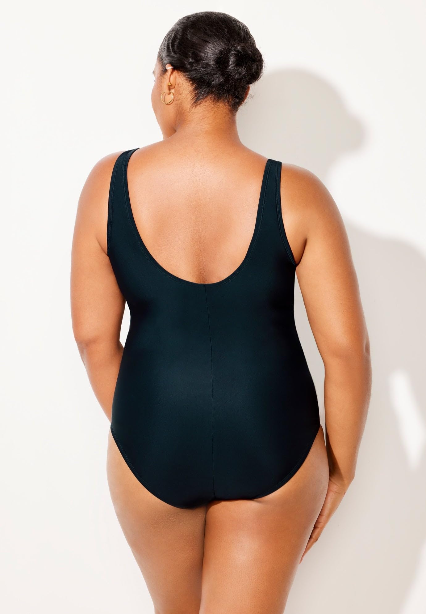 Swimsuits For All Women's Plus Size Scoop Neck Tummy Control Chlorine Resistant Tank One Piece Swimsuit - Image 2