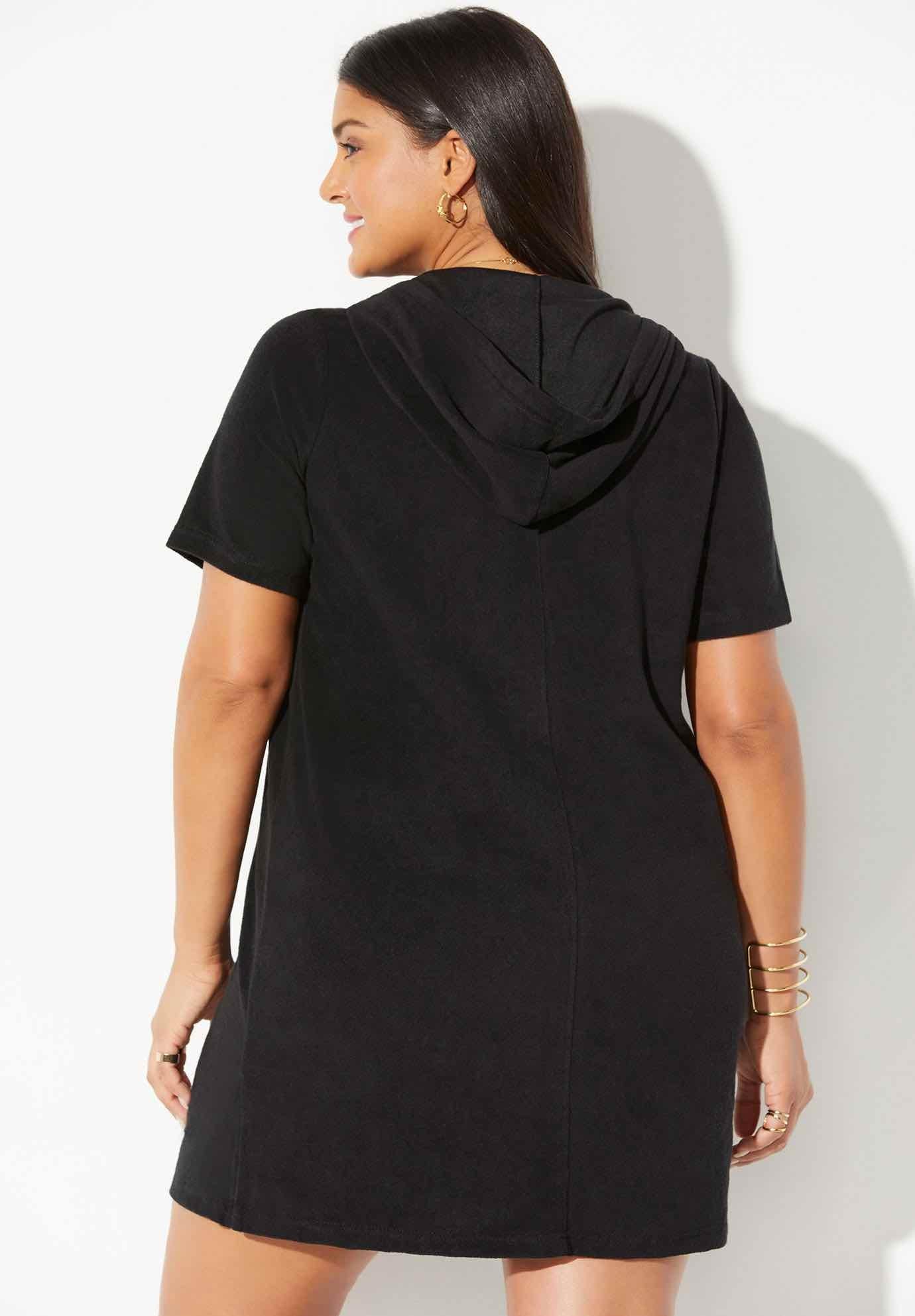 Swimsuits For All Women's Plus Size Short Sleeve Sport Alana Terry Cloth Cover Up Hoodie - Image 2