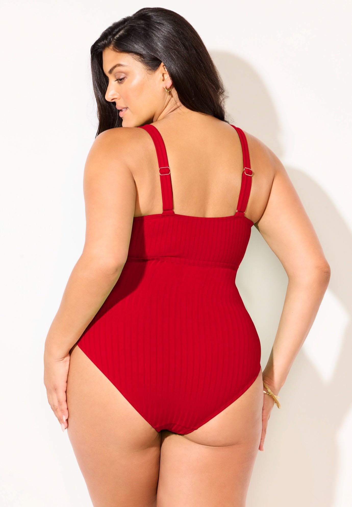 Swimsuits For All Women's Ribbed V-Wire One Piece Swimsuit (Plus - Image 2