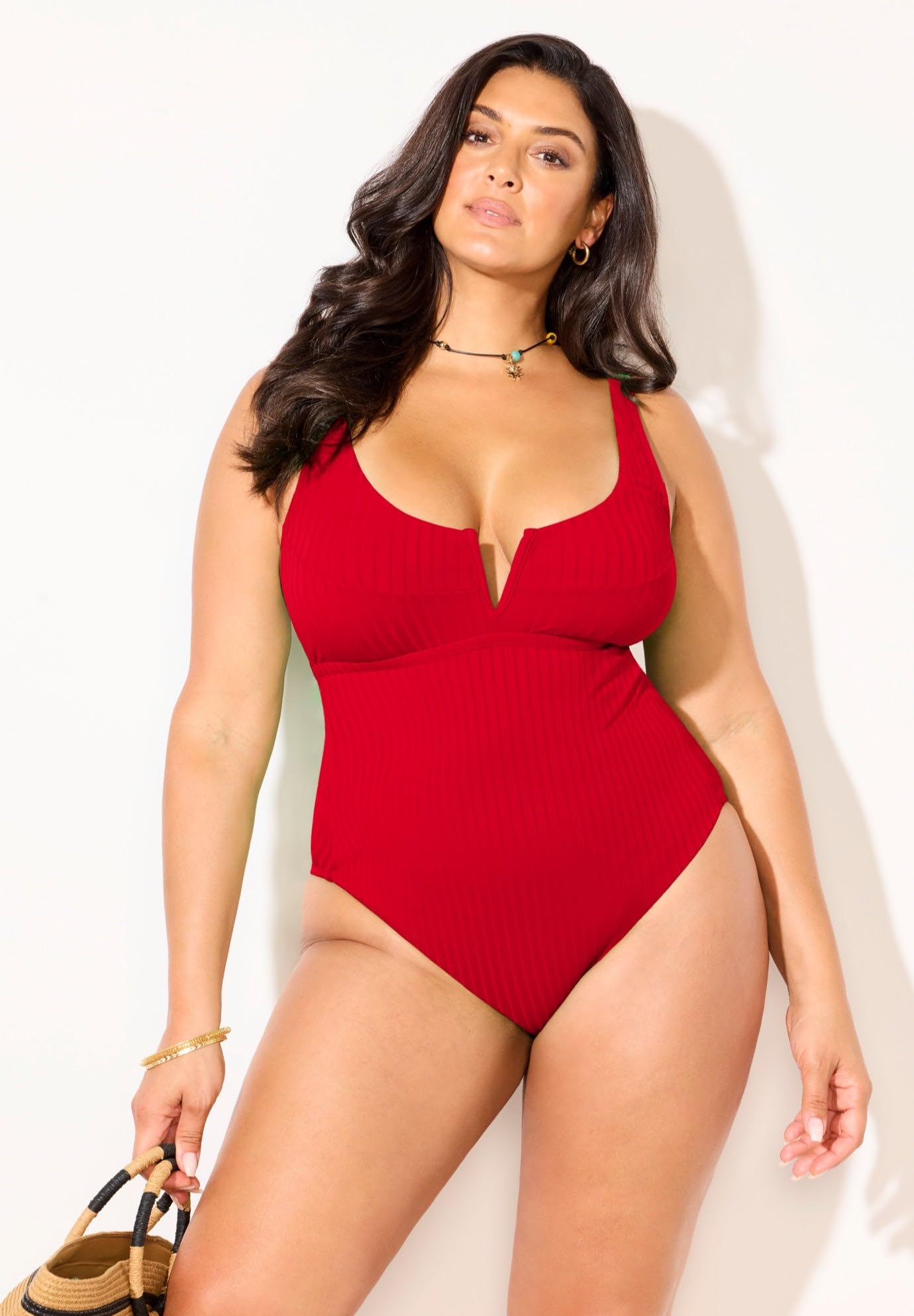 Swimsuits For All Women's Ribbed V-Wire One Piece Swimsuit (Plus - Image 4