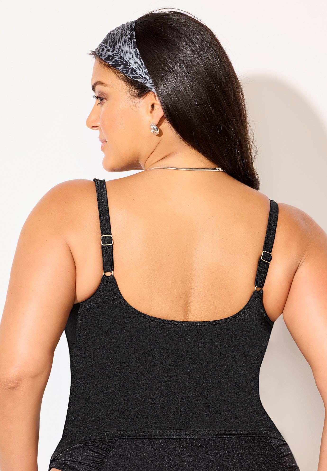 Swimsuits For All Women's Shimmer Contrast Trim Underwire Tankini Top (Plus - Image 2