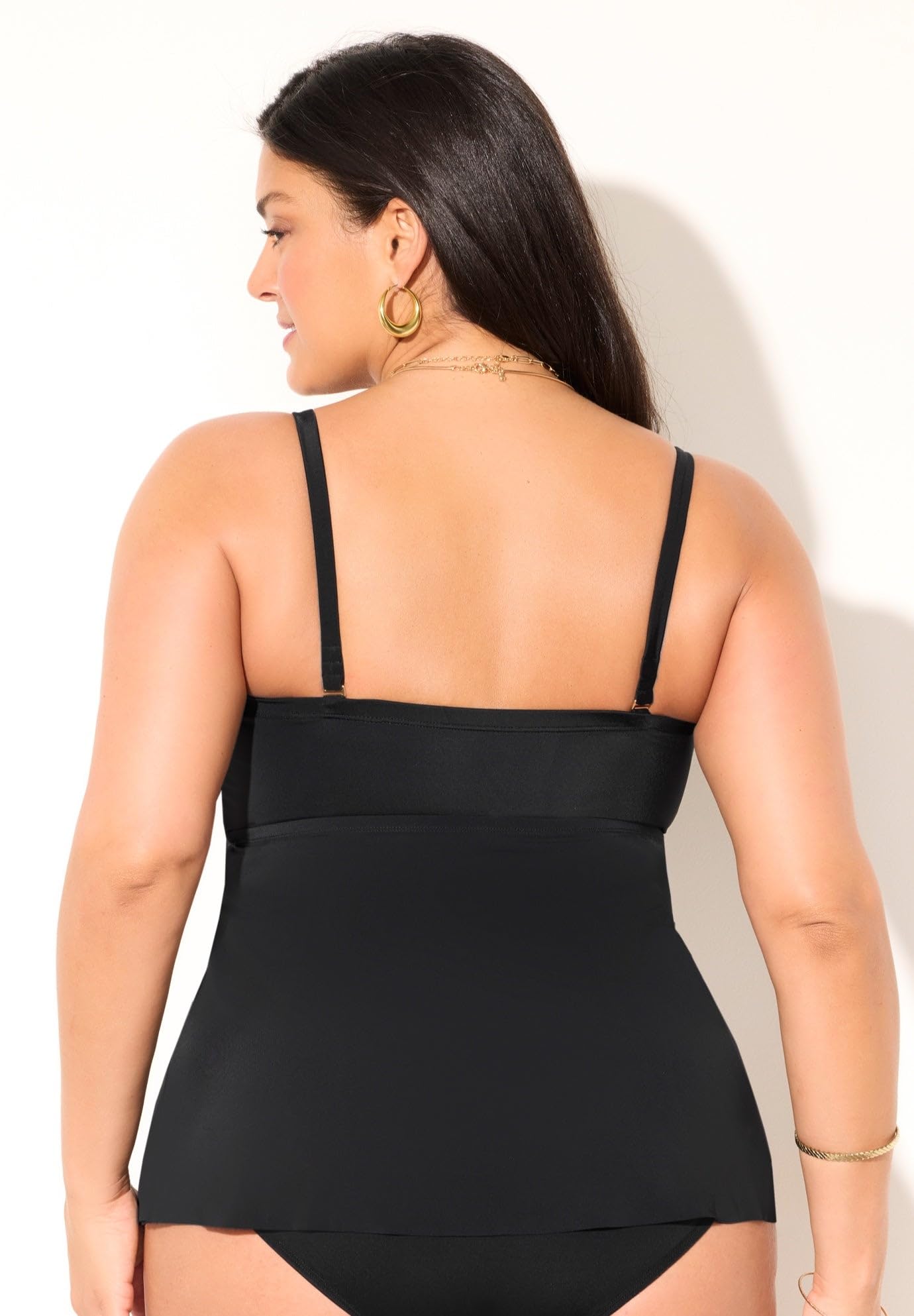 Swimsuits For All Women's Smocked Bandeau Tankini Top (Plus - Image 3