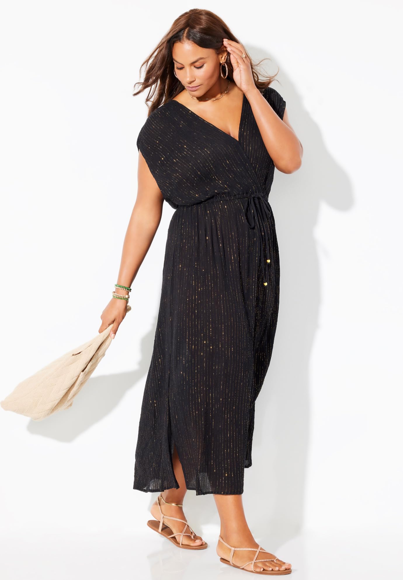 Swimsuits For All Women's Surplice Maxi Cover Up Dress (Plus - Image 3