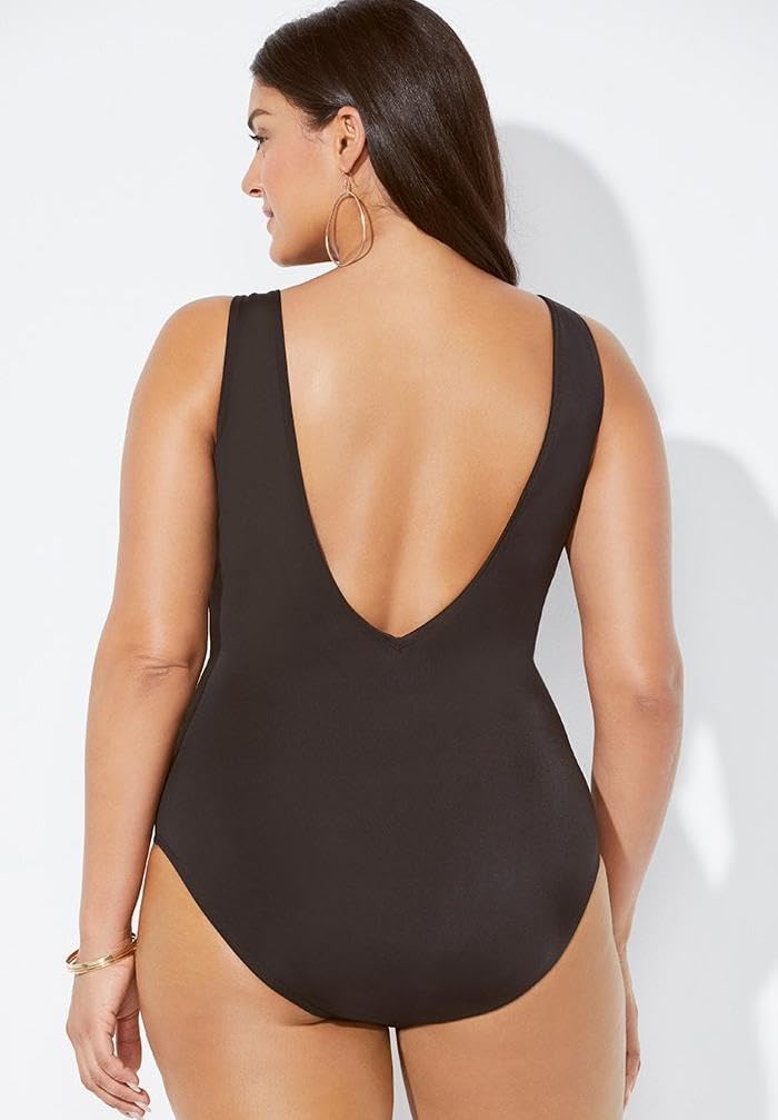 Swimsuits For All Women's Surplice One Piece Swimsuit (Plus - Image 2