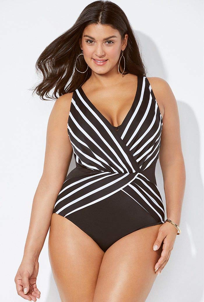 Swimsuits For All Women's Surplice One Piece Swimsuit (Plus - Image 4