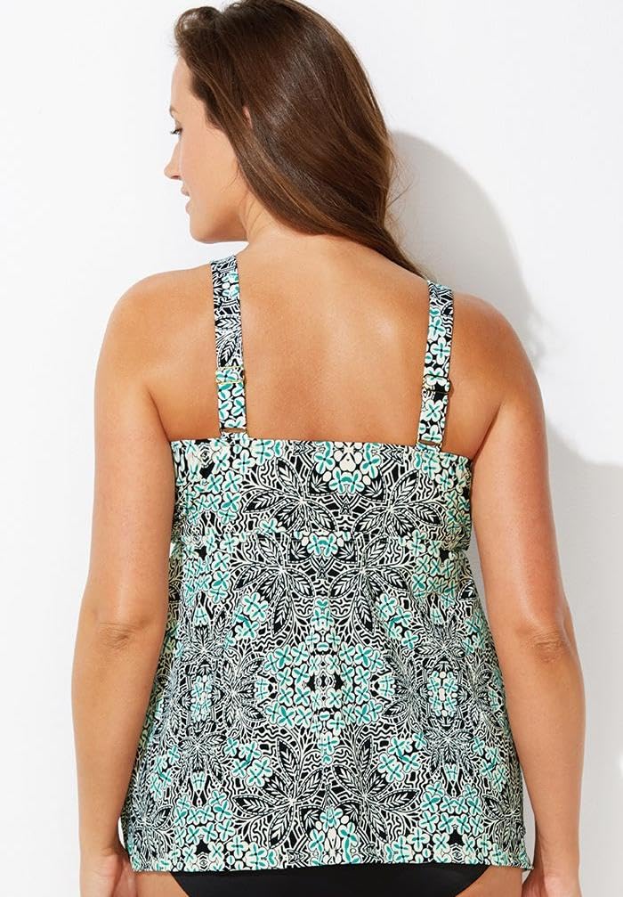 Swimsuits For All Women's V-Neck Flowy Tankini Top (Plus - Image 2
