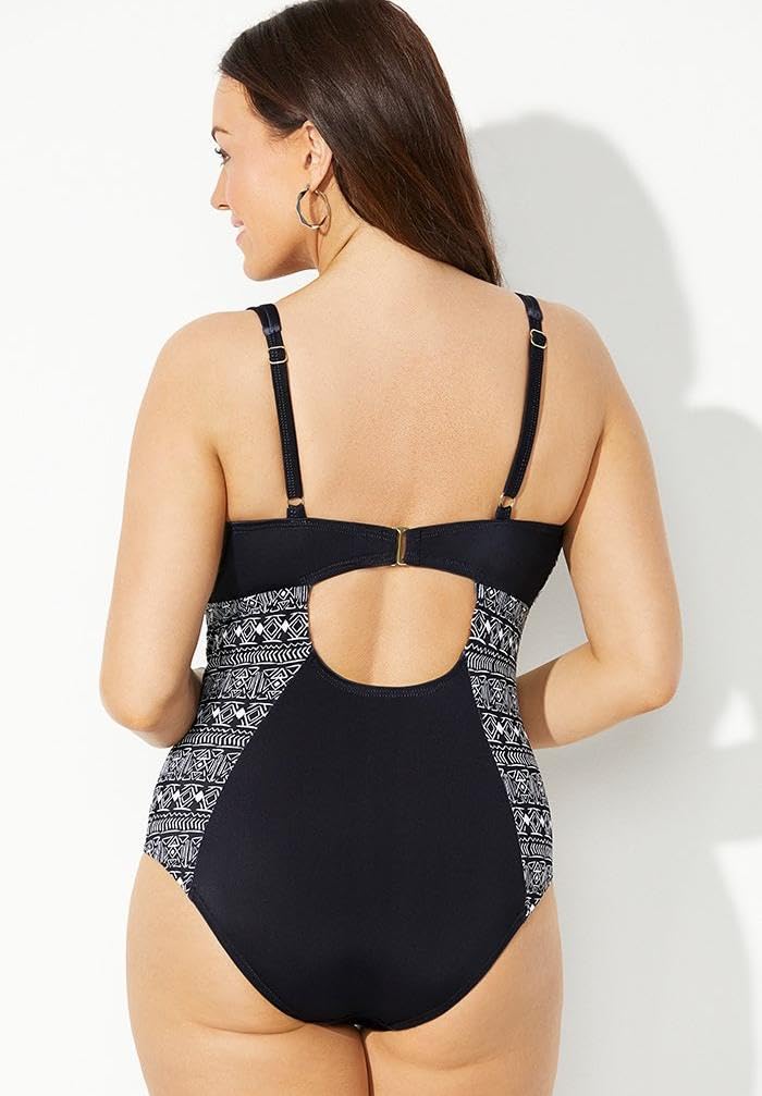 Swimsuits For All Women's V-Neck Ring One Piece Swimsuit (Plus - Image 2