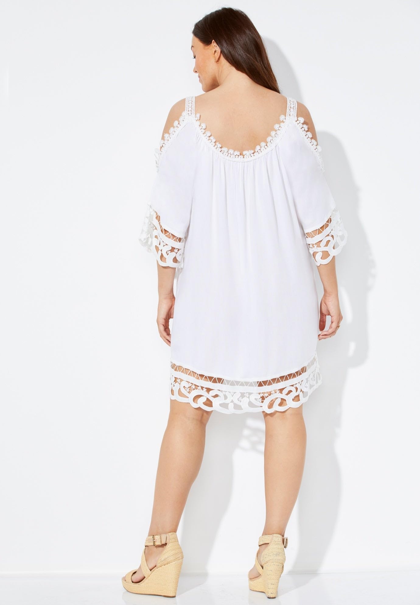 Swimsuits For All Women's Vera Crochet Cold Shoulder Cover Up Dress (Plus - Image 2